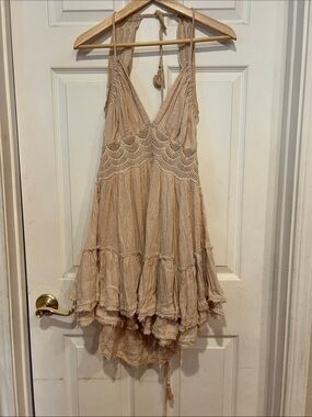 Free People Beige Boho Halter High-Low Dress